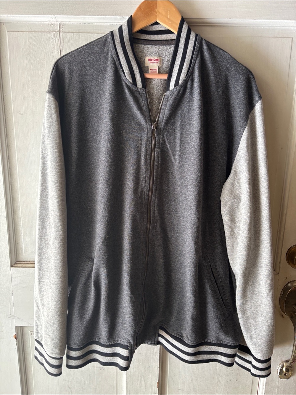 Mossimo Supply Co. Men’s Charcoal Body with Light Gray Sleeves Zip-Up Sweatshirt